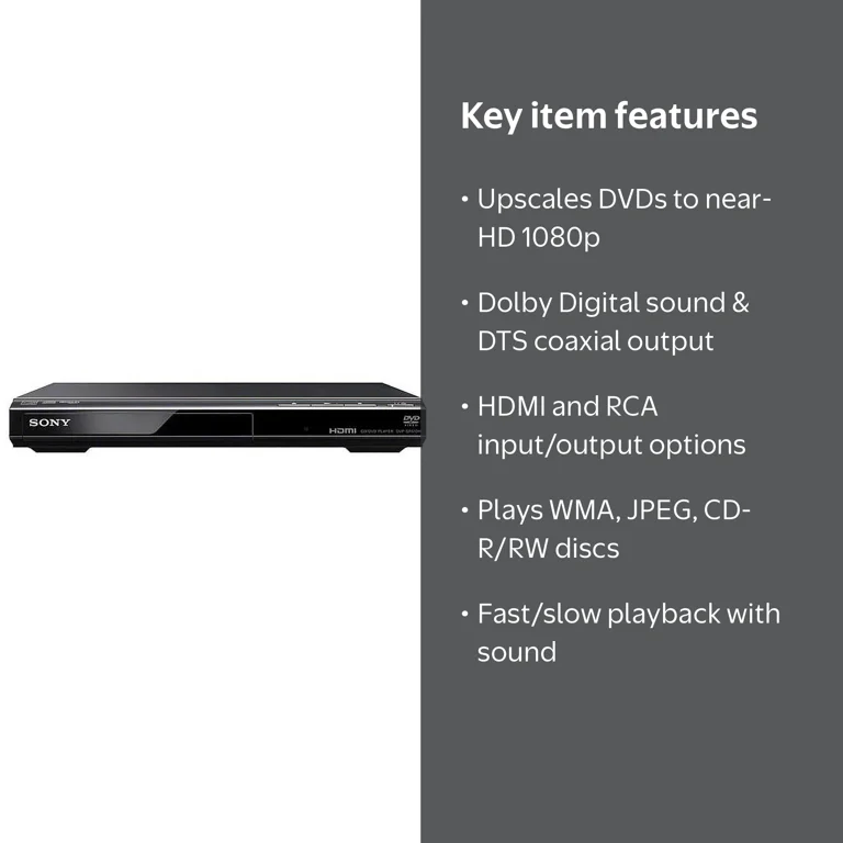 Sony, DVD Player, DVP-SR510H, 1080p HDMI Dolby Digital - Walmart.com