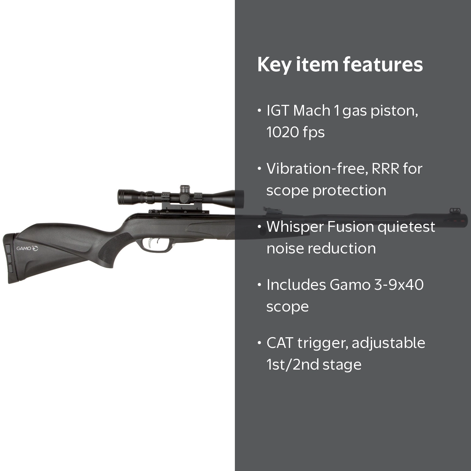 Gamo Whisper Fusion Mach 1 Black Break Open .22 Pellet All Weather