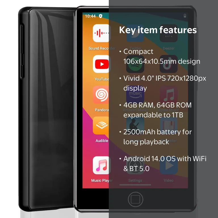 MUSICOZY, MP3 Player, 192GB Bluetooth WiFi Android 14, 4