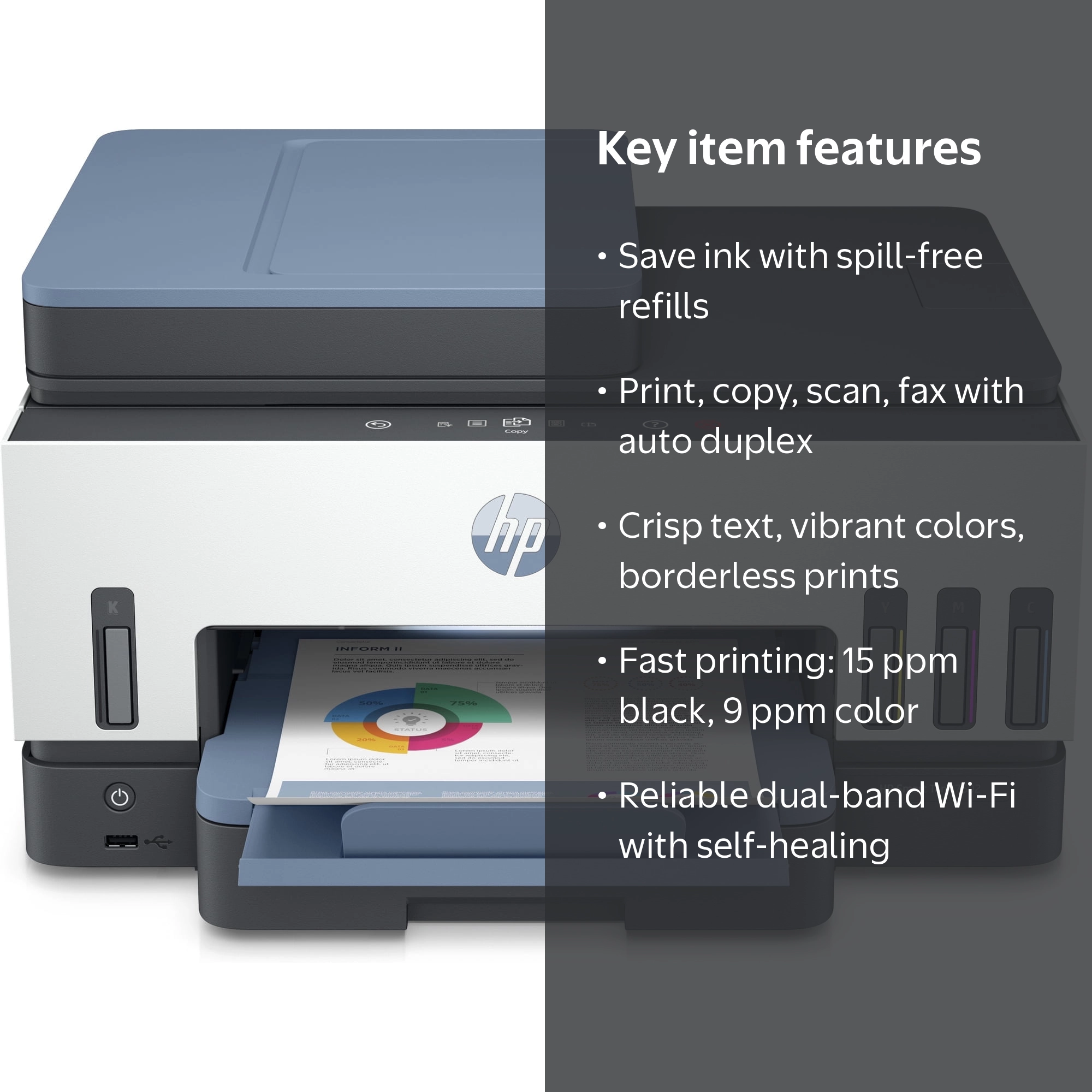 HP, Wireless All-in-One Thermal Inkjet Printer, Letter, Black