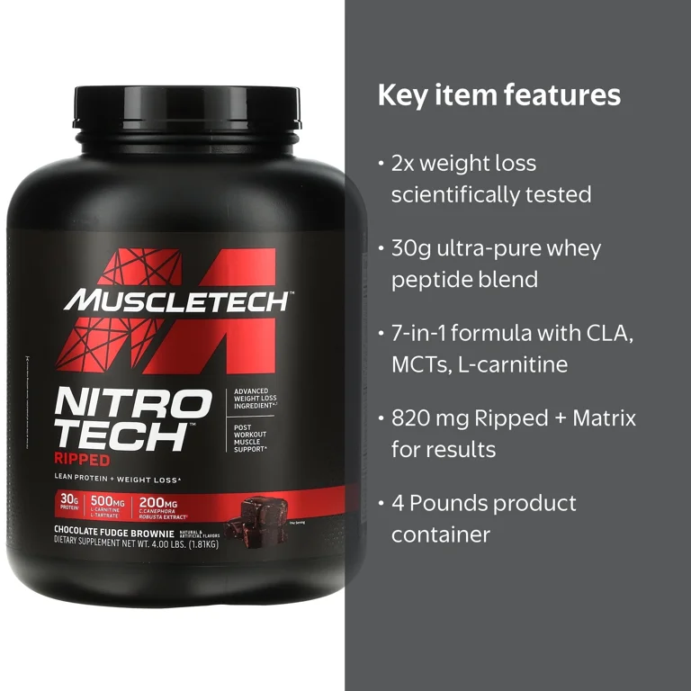 MuscleTech Nitro-Tech Ripped (4lbs Chocolate Fudge Brownie)