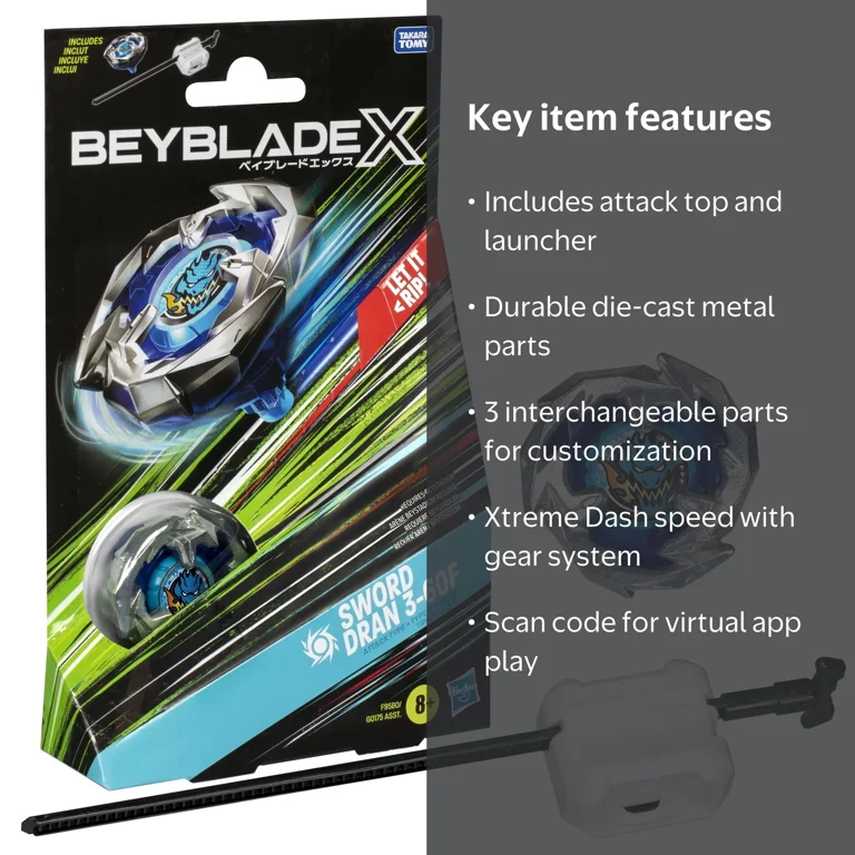 Beyblade, Beyblade X Sword Dran 3-60F Starter Pack with Attack Top
