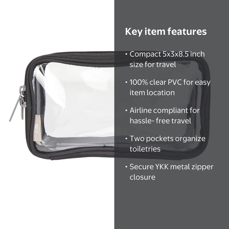 clear pvc travel toiletry bag Makeup Bag, TSA & Stadium-Approved, Ecru Away Case, Hudson+Bleecker Case and also lays flat Conair, Travel Organizer Bag, Clear,