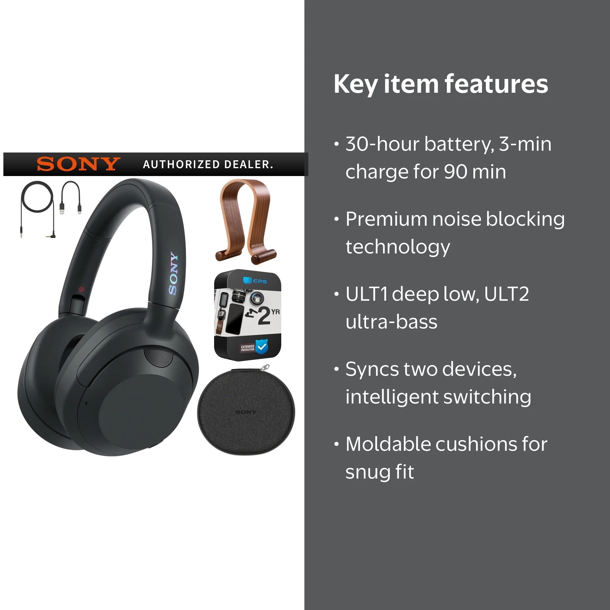 Sony WHULT900N/B ULT WEAR Noise Canceling Wireless Headphones with