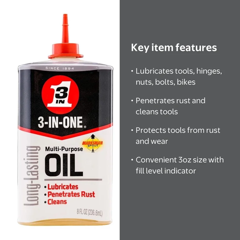 3-IN-ONE Multi-Purpose Oil, 3oz, Precise Drip Spout, Lubricates