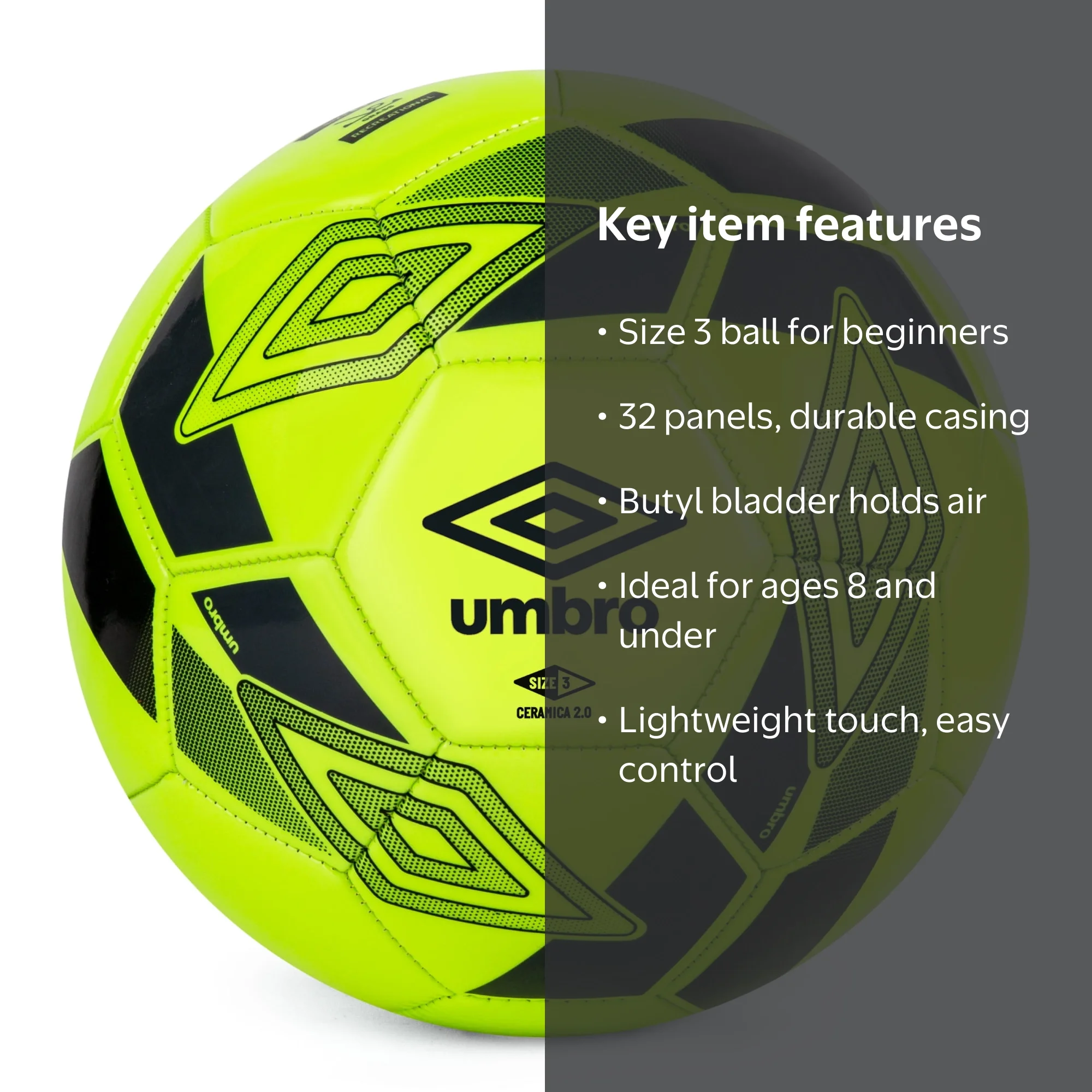 Umbro Youth Soccer Ball Size 3 for Kids Beginners with Yellow