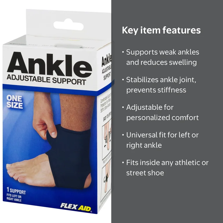 Flex Aid Adjustable Ankle Support, One Size HSA/FSA Eligible
