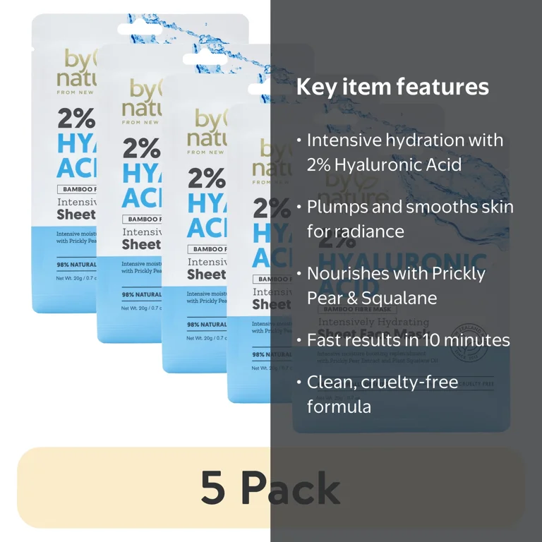 5 pack) By Nature Skincare from New Zealand 2% Hyaluronic Acid