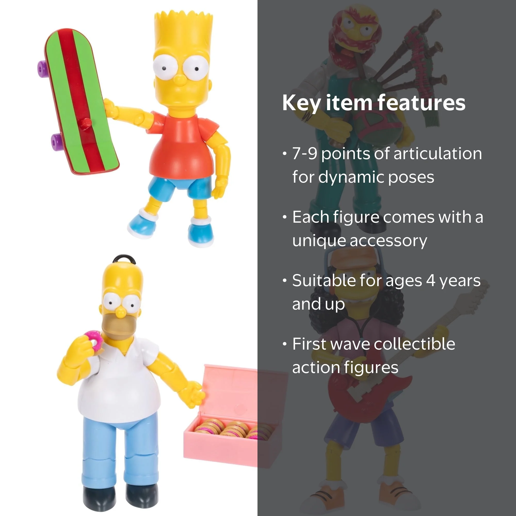 Disney The Simpsons Action Figures 4-Pack, Homer, Bart, Willie