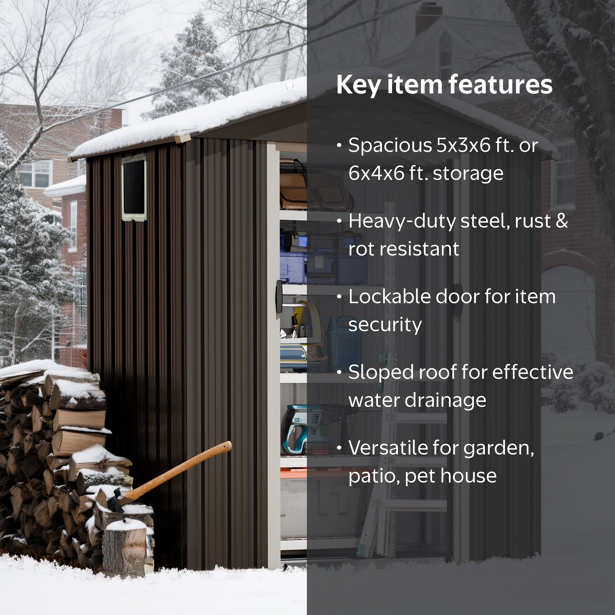 Sobaniilo, Outdoor Storage Shed, 5x3x6FT, Lockable Door Gray