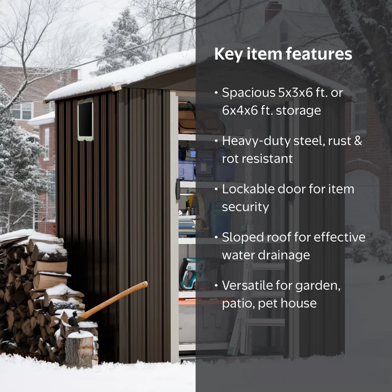 Sobaniilo, Outdoor Storage Shed, 5x3x6FT, Lockable Door Gray