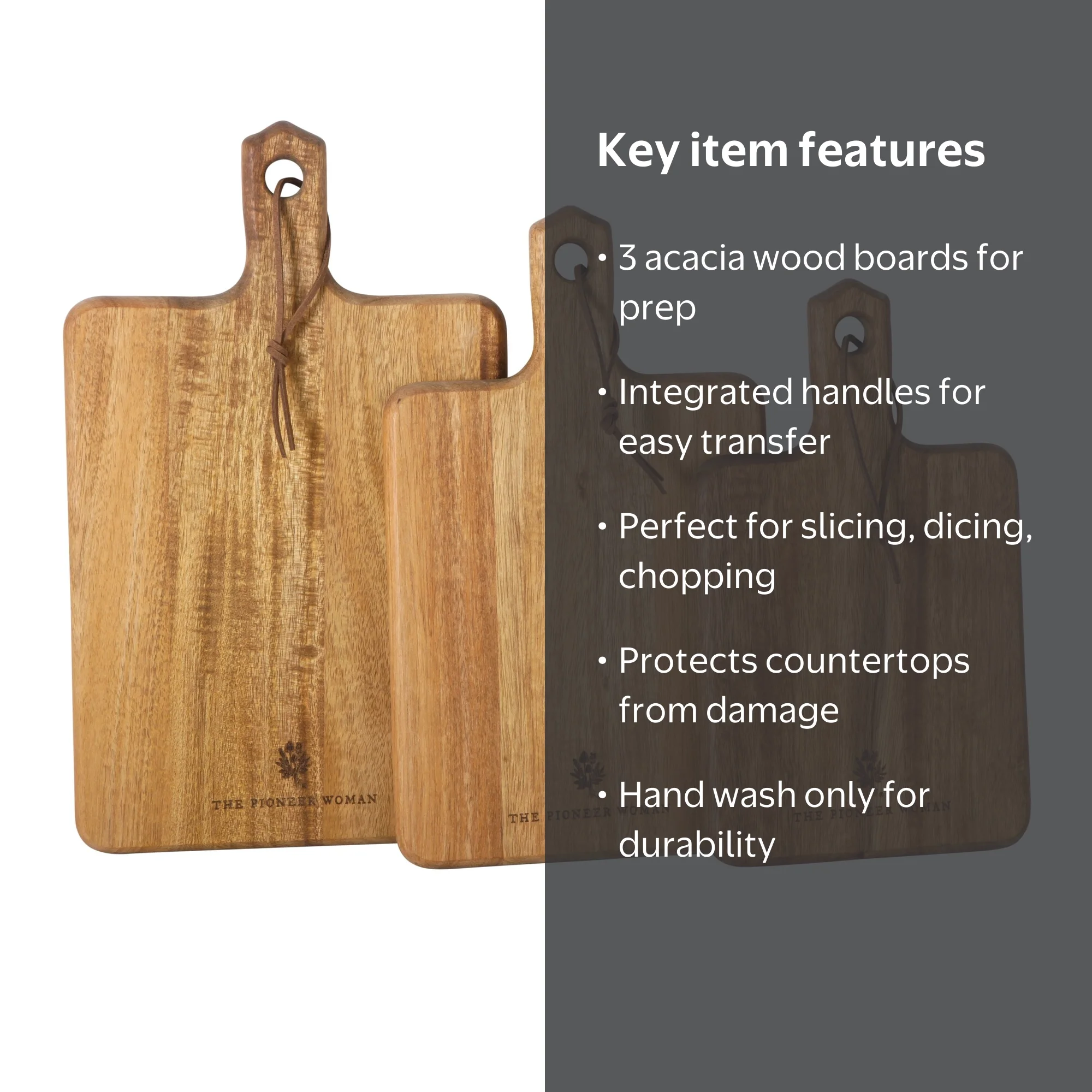 The Pioneer Woman 3-Piece Acacia Wood French Cutting Boards