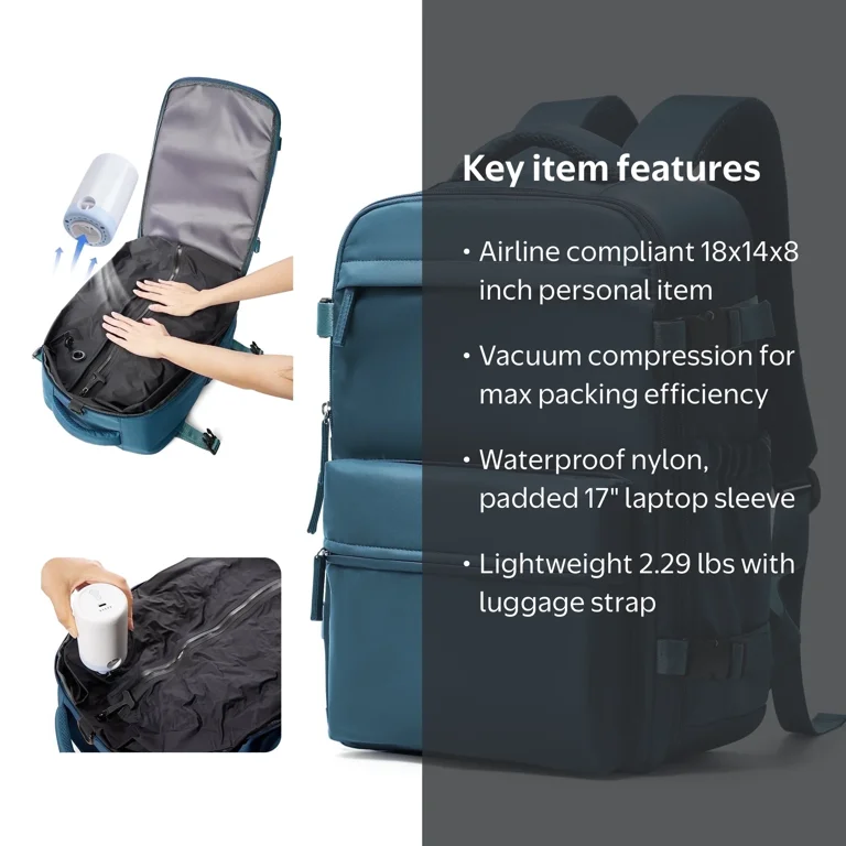 backpack travel vacuum Ekster TravelPack Air Pump by Luggage Pros pumping frustration while delivering professional Vacuum Compression Backpack Travel Bag