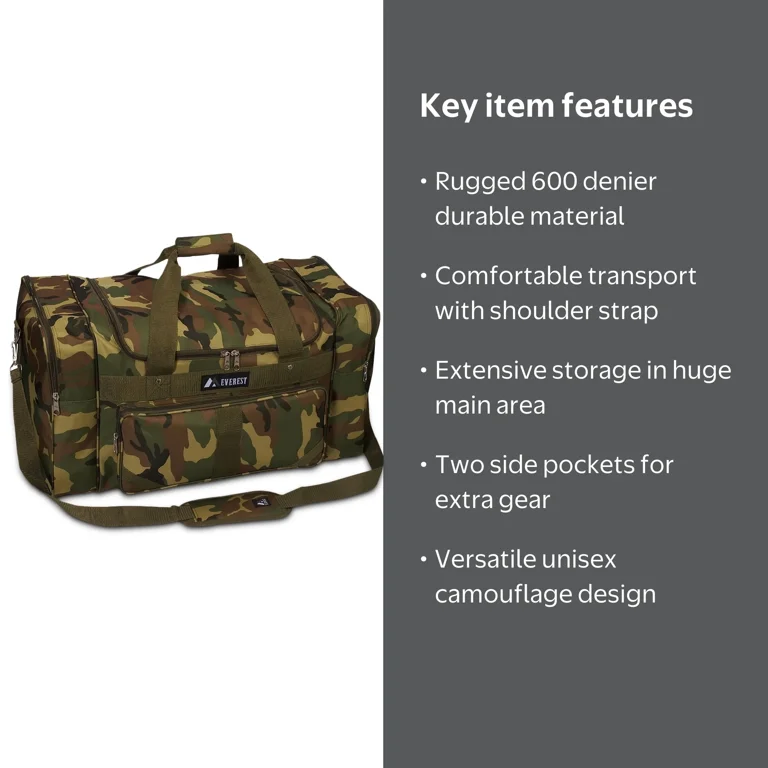 Everest Unisex Camo Duffel Bag Camouflage - Walmart.com