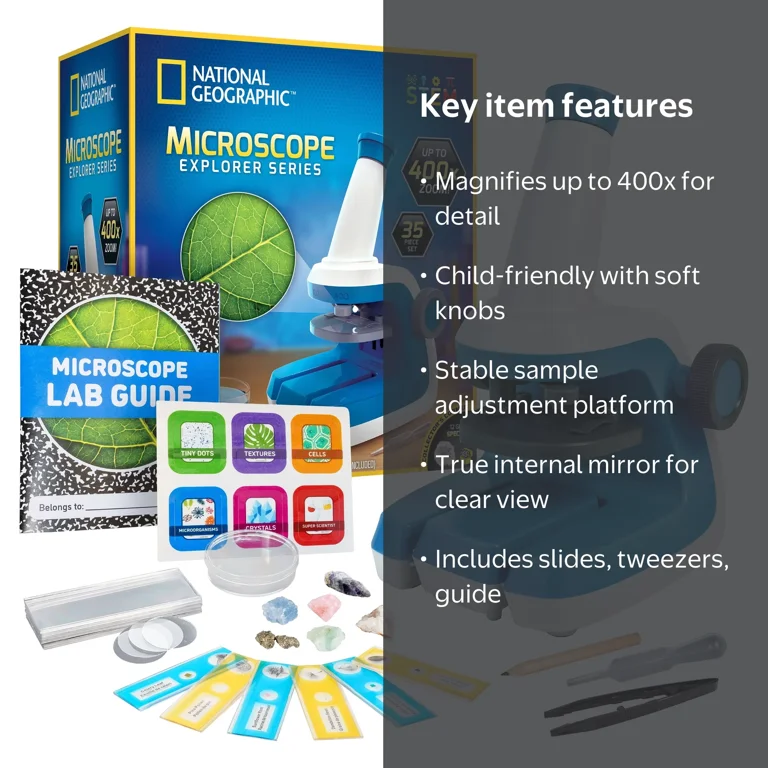 NATIONAL GEOGRAPHIC Kids Microscope Kit - Up to 400x Zoom