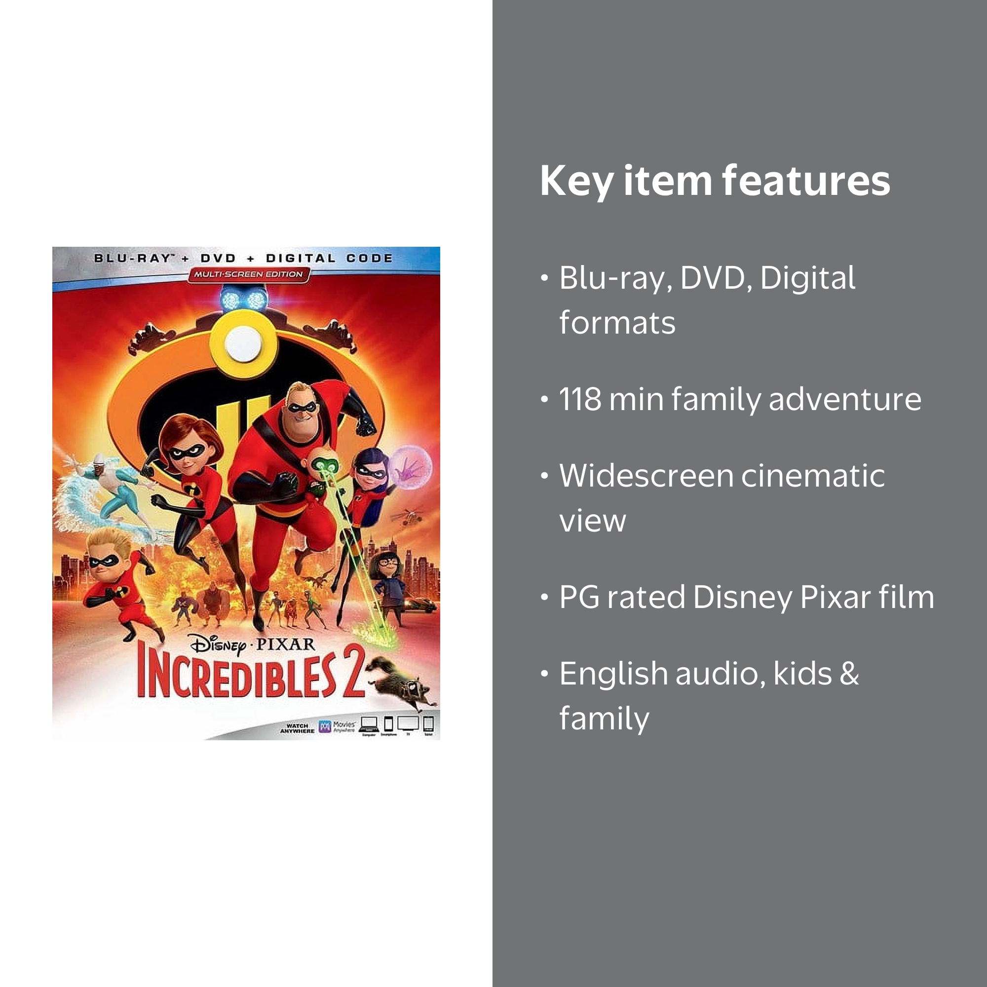Disney's Incredibles 2 Animated Movie: Blu-ray, DVD & Digital Copy
