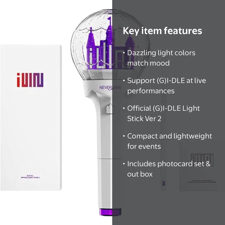 HABETI (G)I-DLE Ver 2 Kpop White Light Stick, Compact, Multi-Color