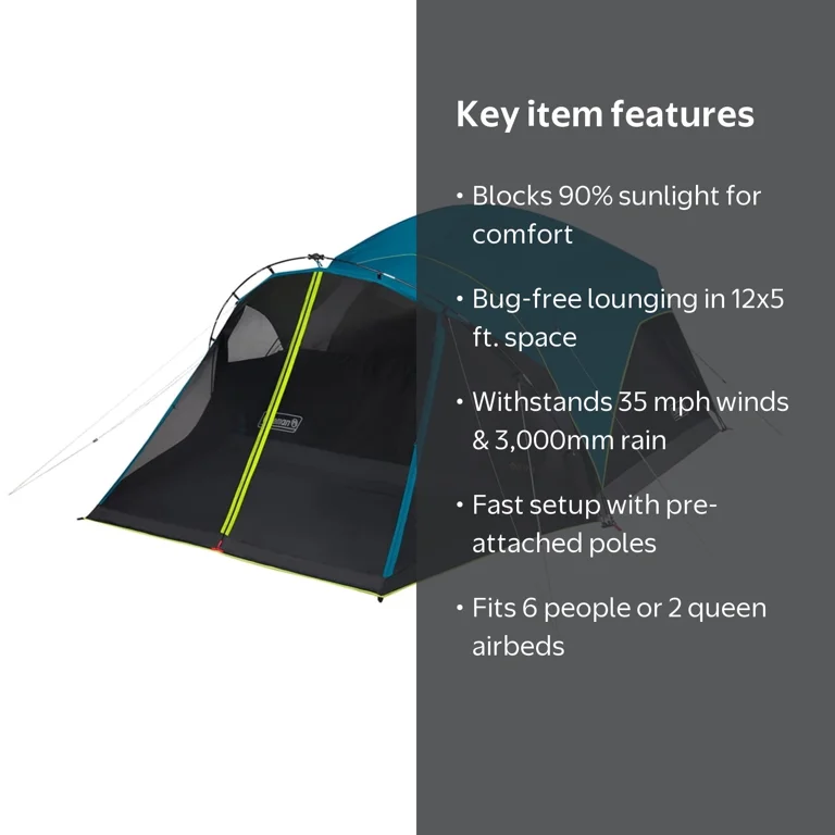 Coleman 6-Person Carlsbad Fast Pitch, Blackout Family Dome Tent