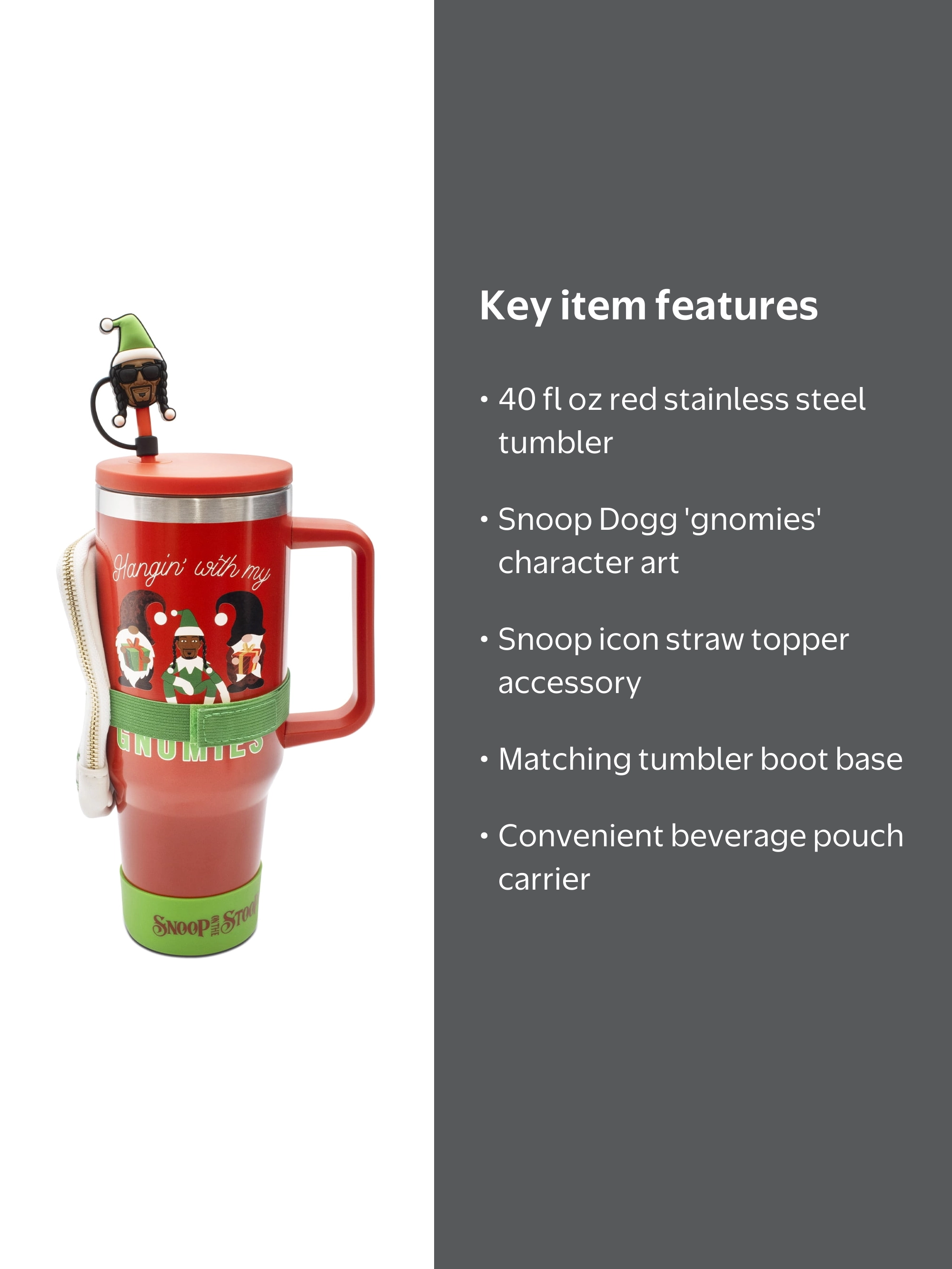 Snoop Dogg 40 oz Red Stainless Steel Tumbler Set with Boot