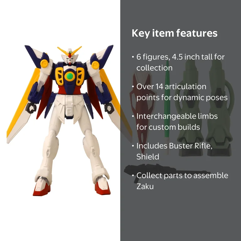 Bandai Gundam Infinity XXXG-01W Wing Action Figure Set, 6 Pieces