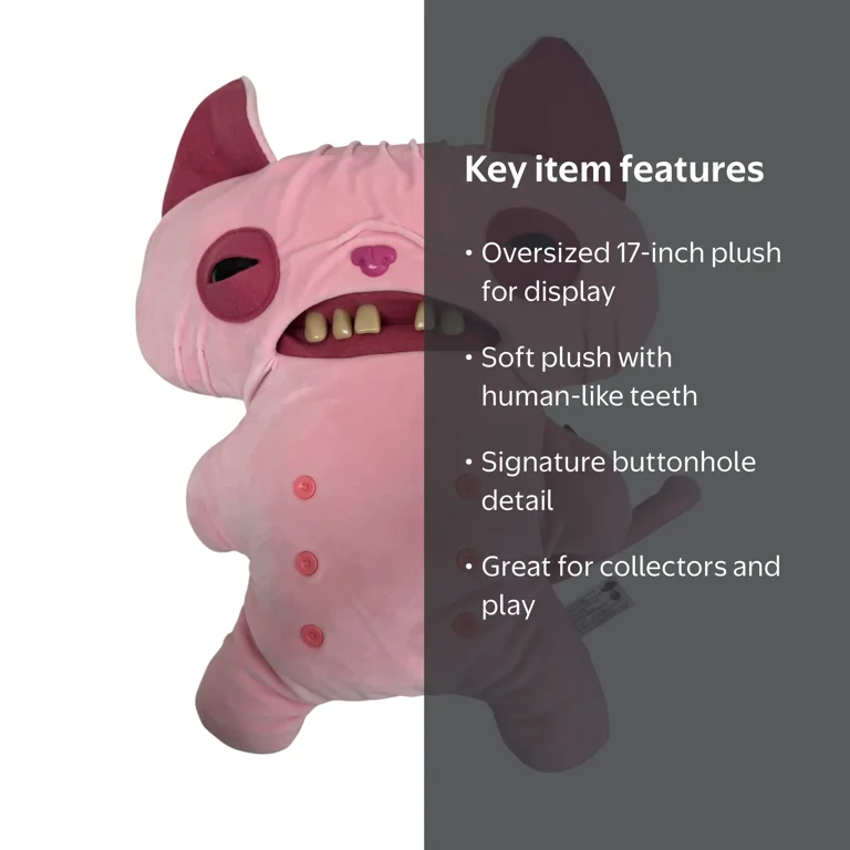 Fuggler, Plush Sphinx Cat, 17 inch, Pink with Colorful Underwear