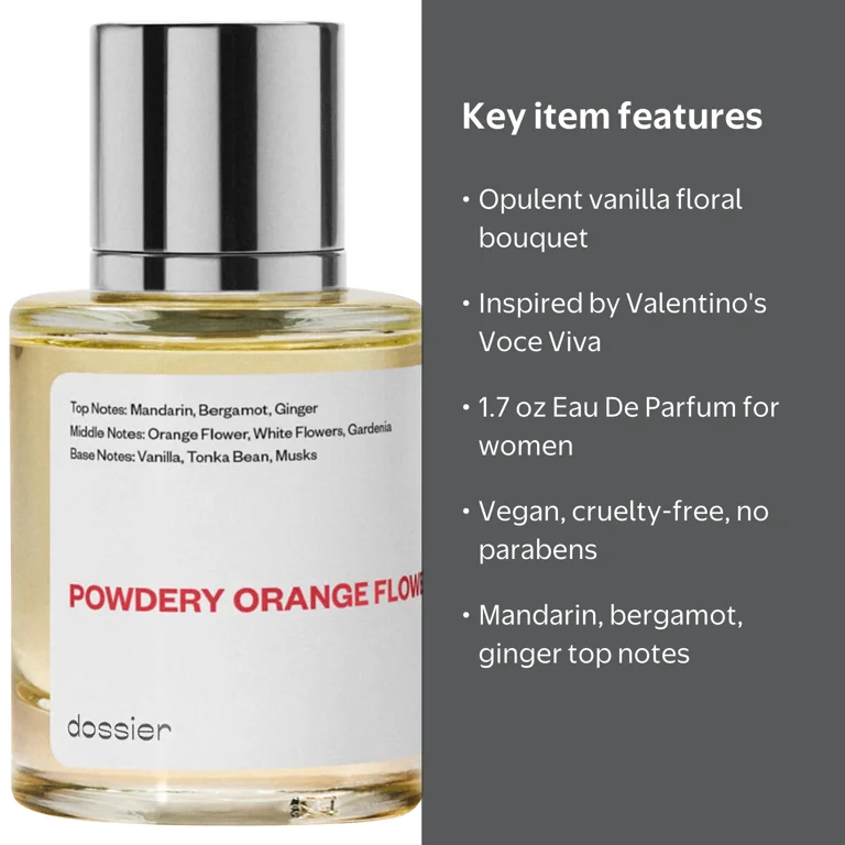 Dossier Powdery Orange Flower Perfume, 1.7 oz, Inspired by