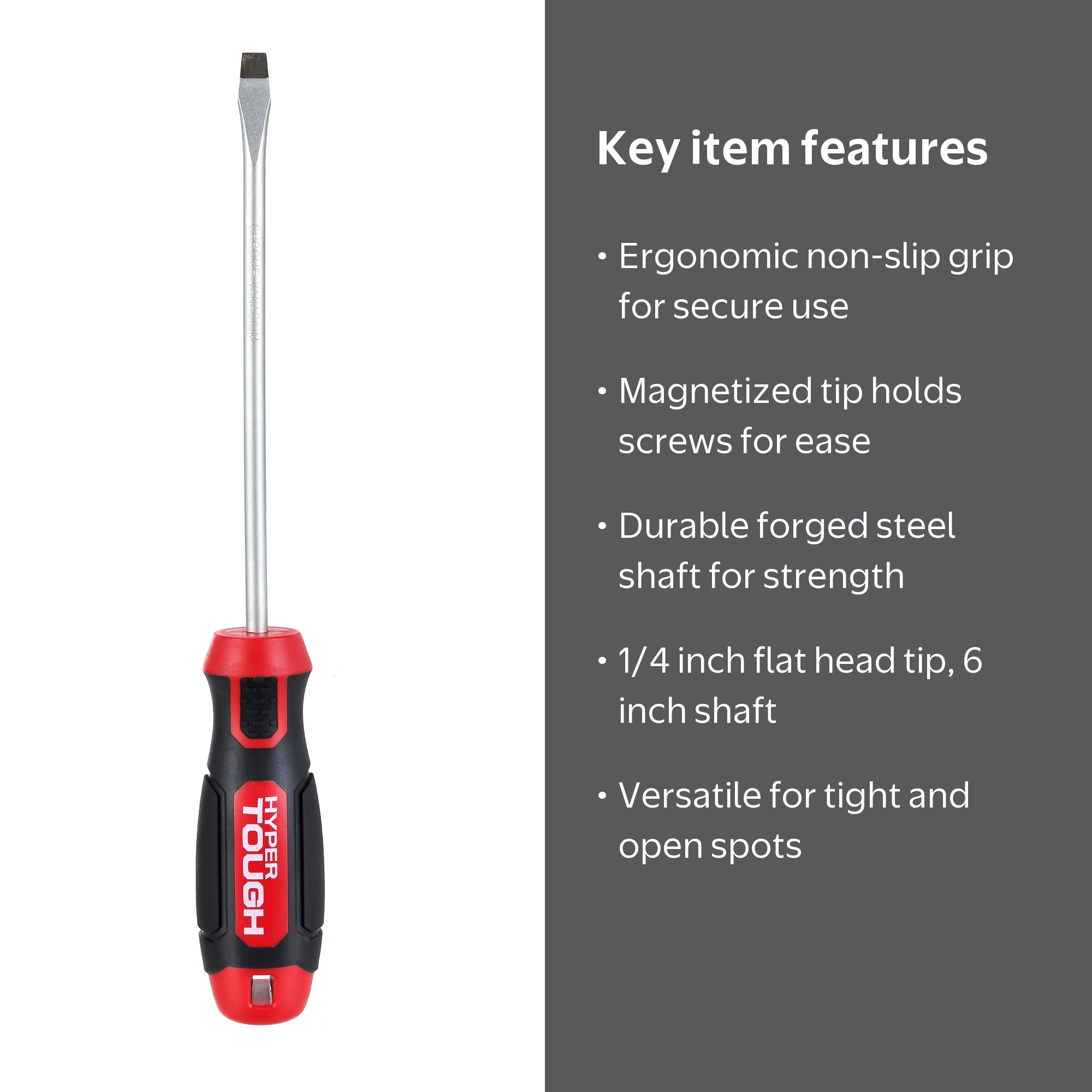 Hyper Tough, Slotted Screwdriver, 1/4