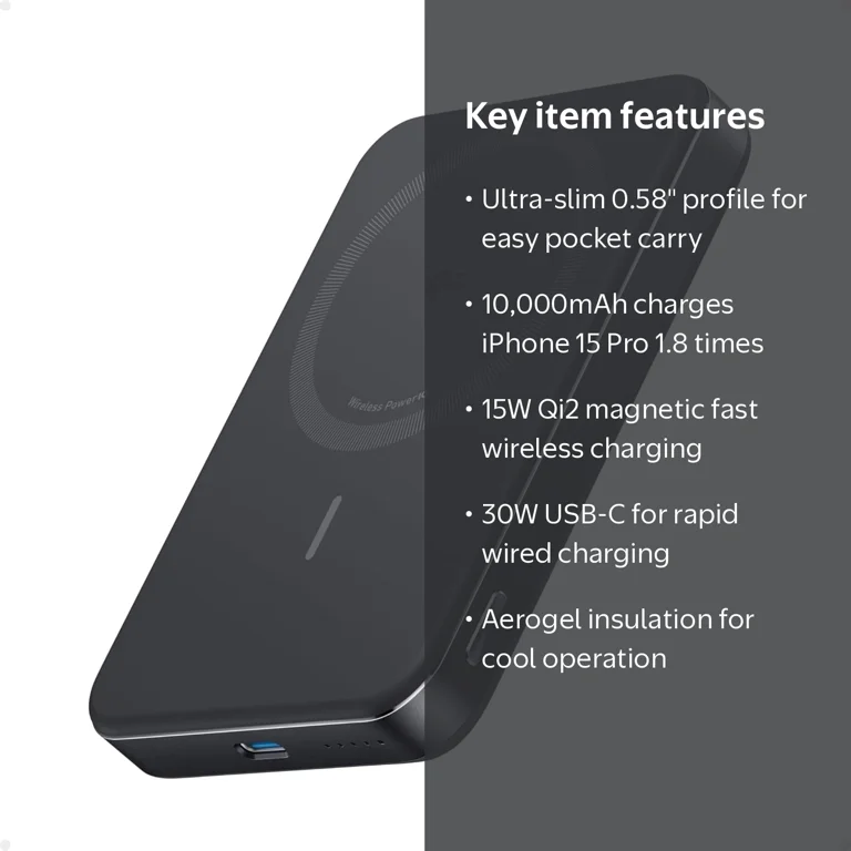 Anker Ultra-Slim 10,000mAh Magnetic Battery Pack, MagGo Power Bank