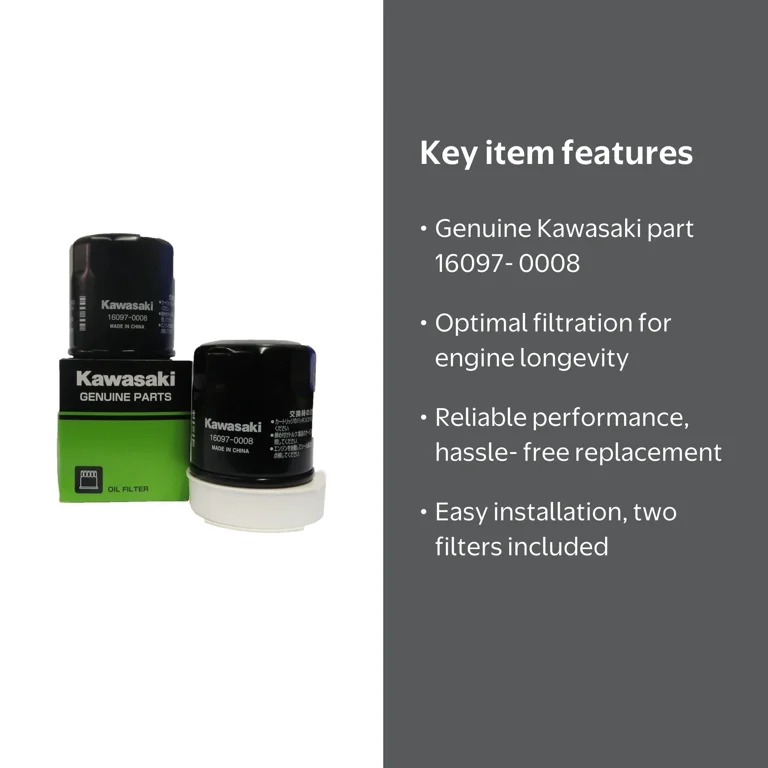 Kawasaki, Oil Filter, 16097-0008, 2 Pack, Spin-On Motor Filter