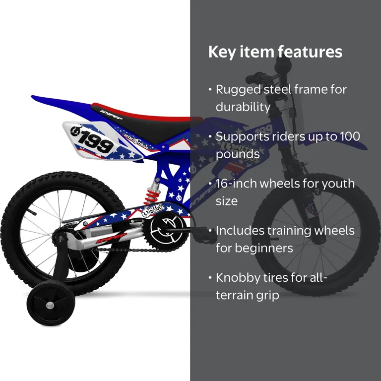 Hyper Bicycles 16-Inch Nitro Circus Moto Bike for Children Ages 4