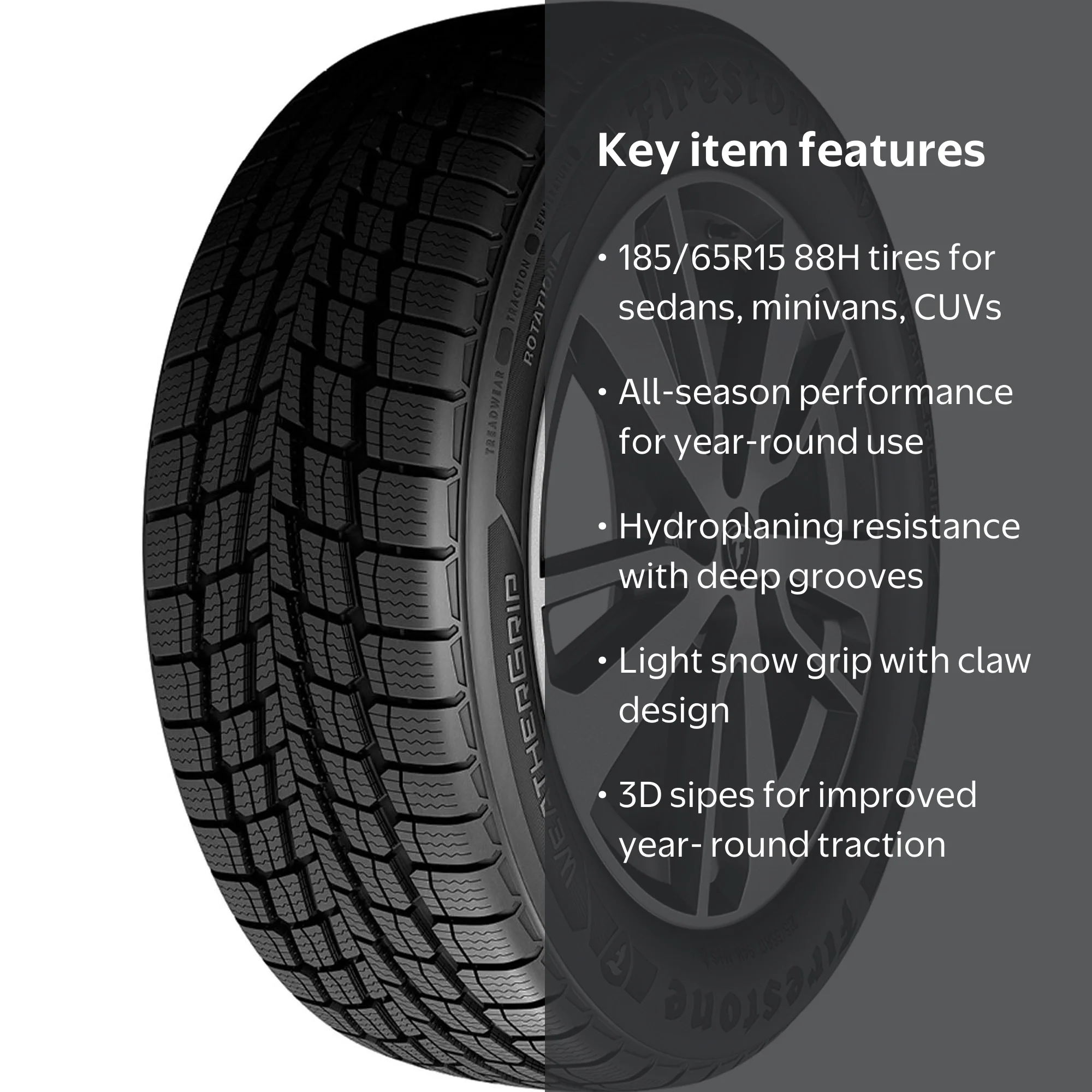 Firestone Weathergrip All Weather 185/65R15 88H Passenger Tire