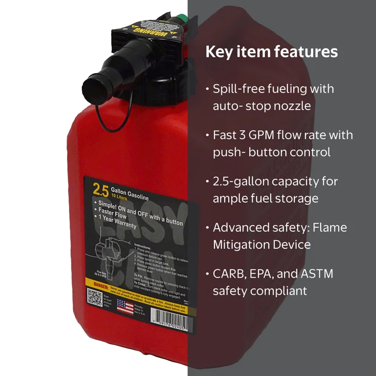 Free Shipping! Easy Can 2.5 Gallon Gas Can with FMD Technology