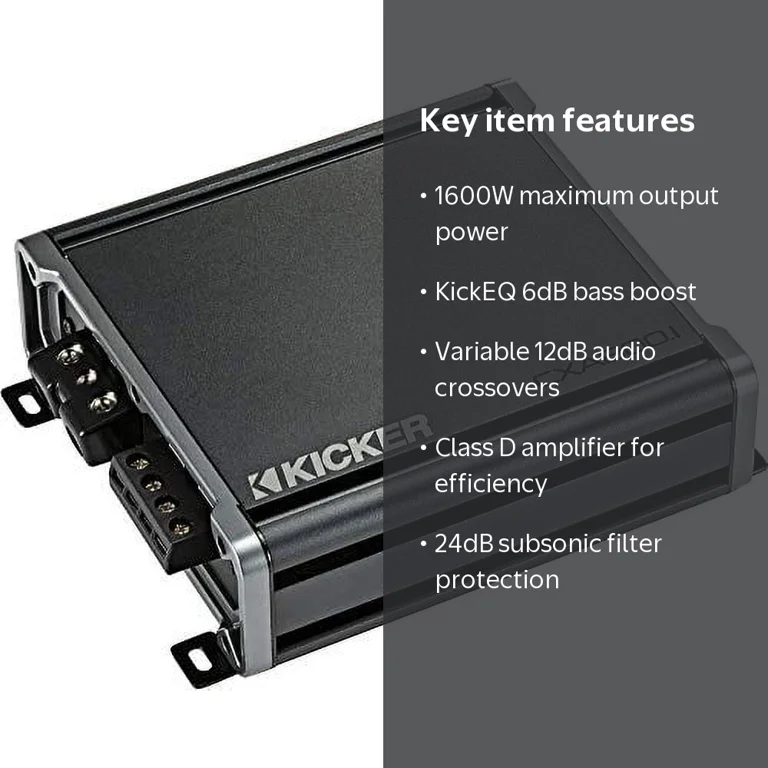 Kicker, Car Audio Mono Amp, 1600W Peak, 12