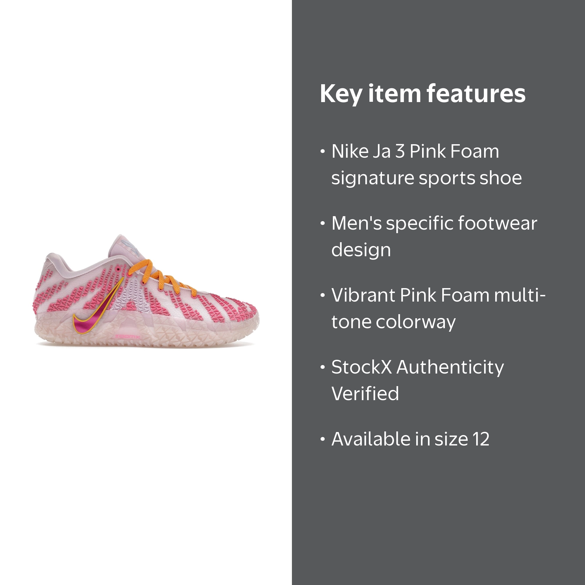 Nike Men's Ja 3 Pink Foam Shoes, from StockX - Walmart.com