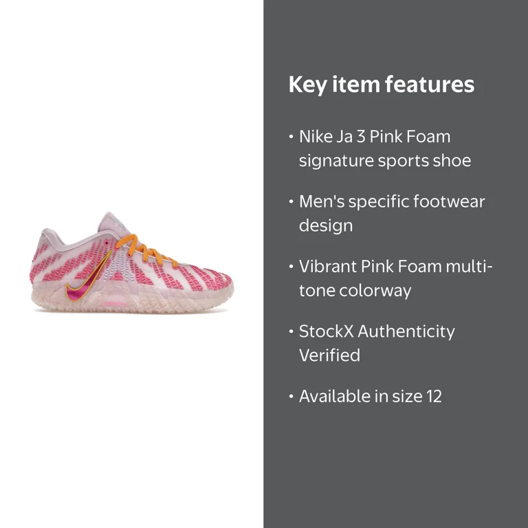 シューズ(男性用) NIKE JA 3 EP Pink Foam 31cm Nike Men's Ja 3 Pink Foam