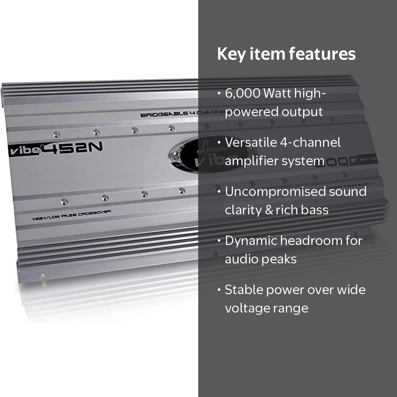 Lanzar Premium Amplifier Car Audio, Car Stereo Amplifier, 6,000