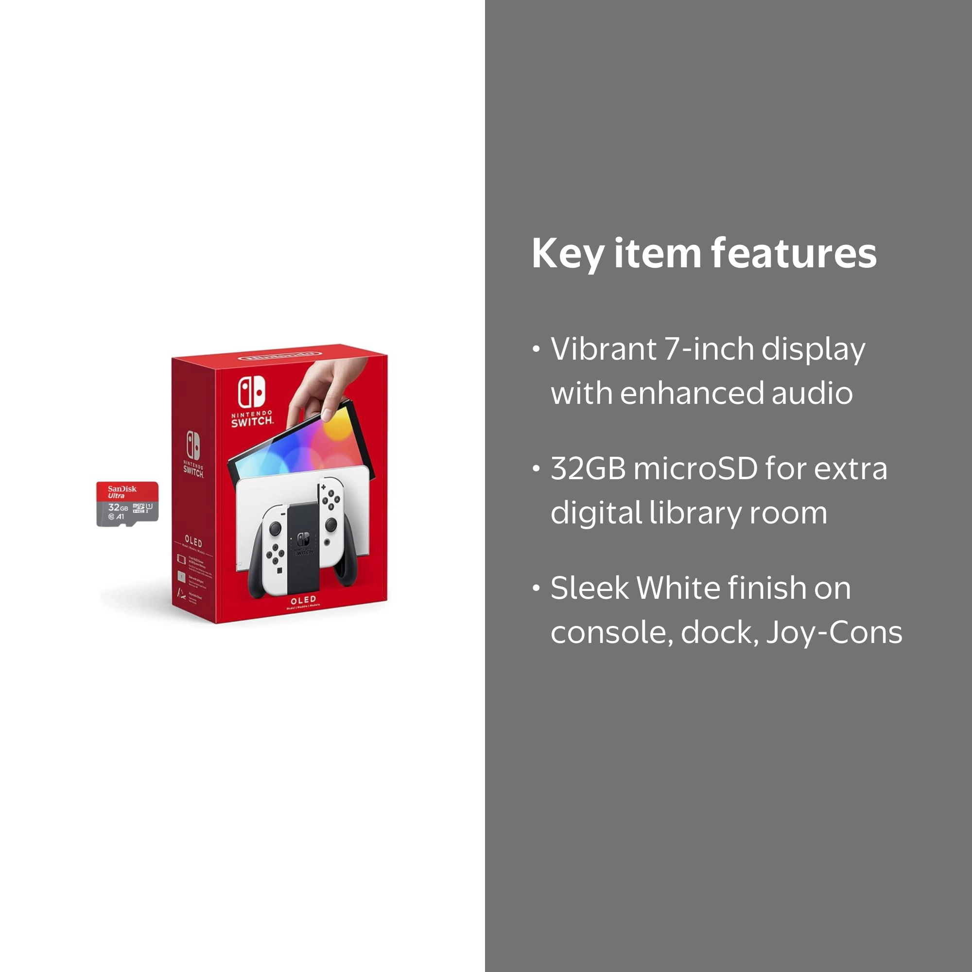 Nintendo Switch OLED White and 32GB microSD Card - World Edition