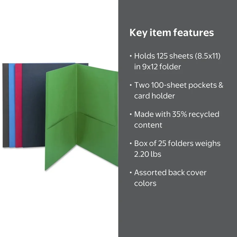 Business Source Two-Pocket Folders Letter - 8 1/2
