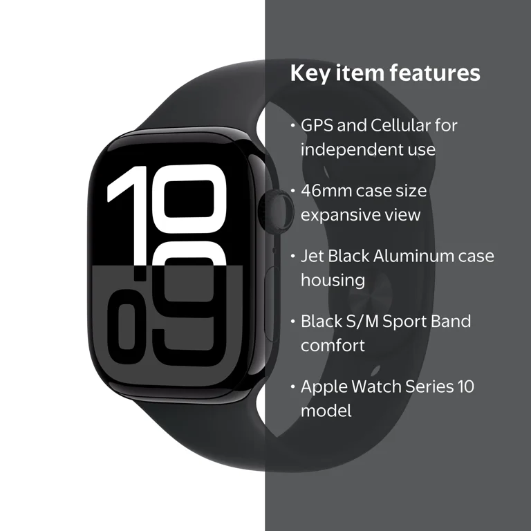 Open Box Apple Watch Series 10 GPS + Cellular 46mm Jet Black