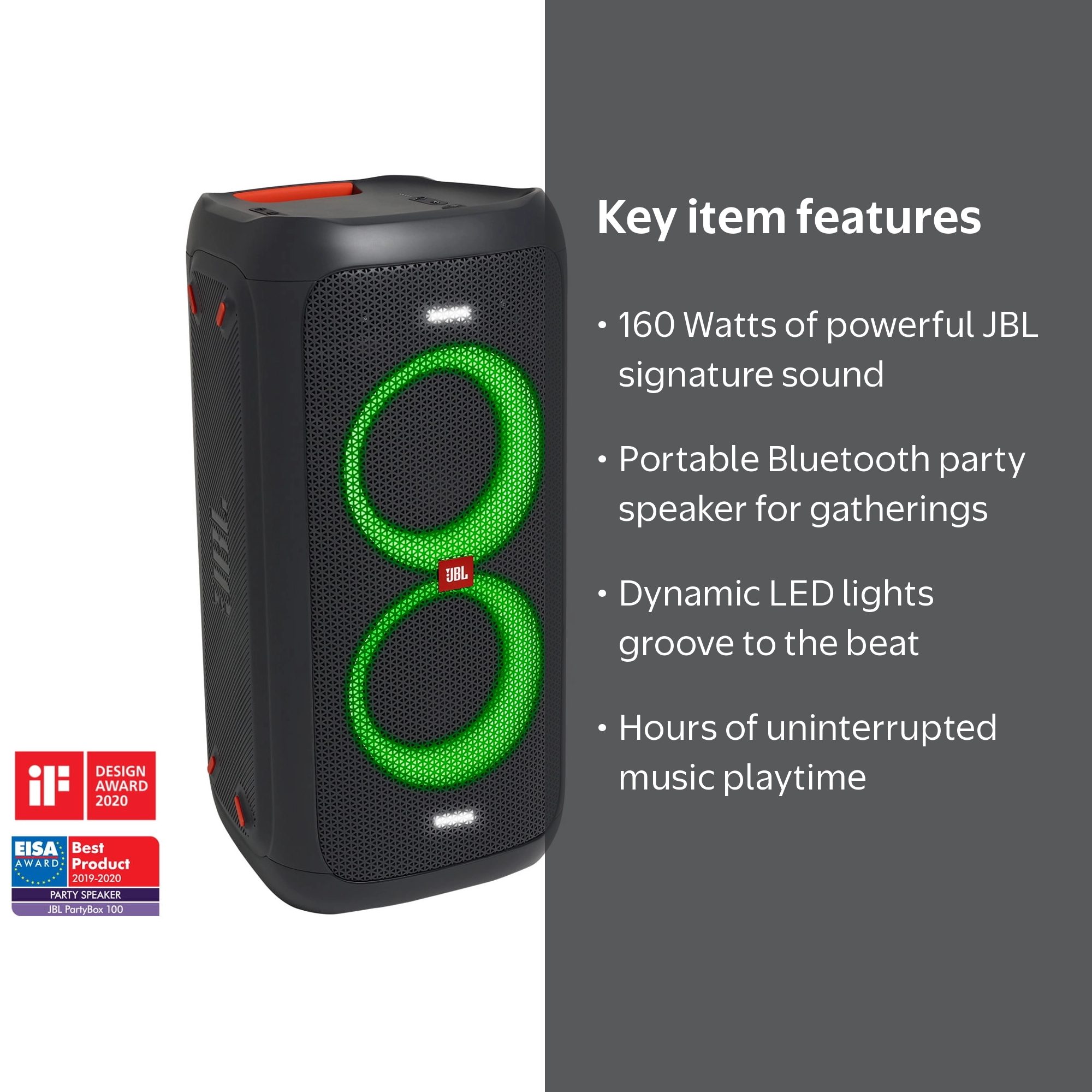 JBL PartyBox 100 Portable Party Speaker with Mic and Bluetooth