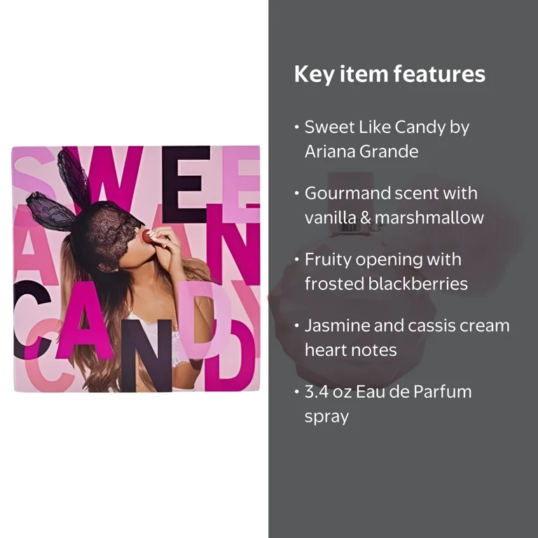 Ariana Grande, Sweet Like Candy Eau de Parfum, 3.4 fl oz, Pink