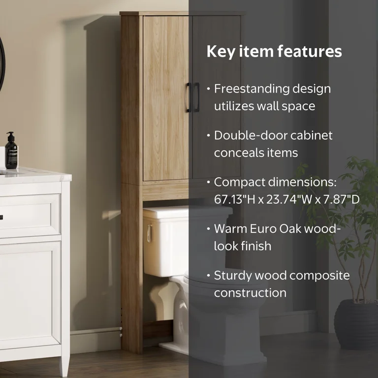 Mainstays Ardent Over-the-Toilet Bathroom Storage Cabinet, Euro