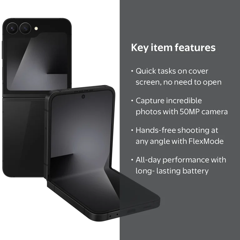 Samsung Galaxy Z Flip7 FE 256GB Smartphone, Unlocked, Black
