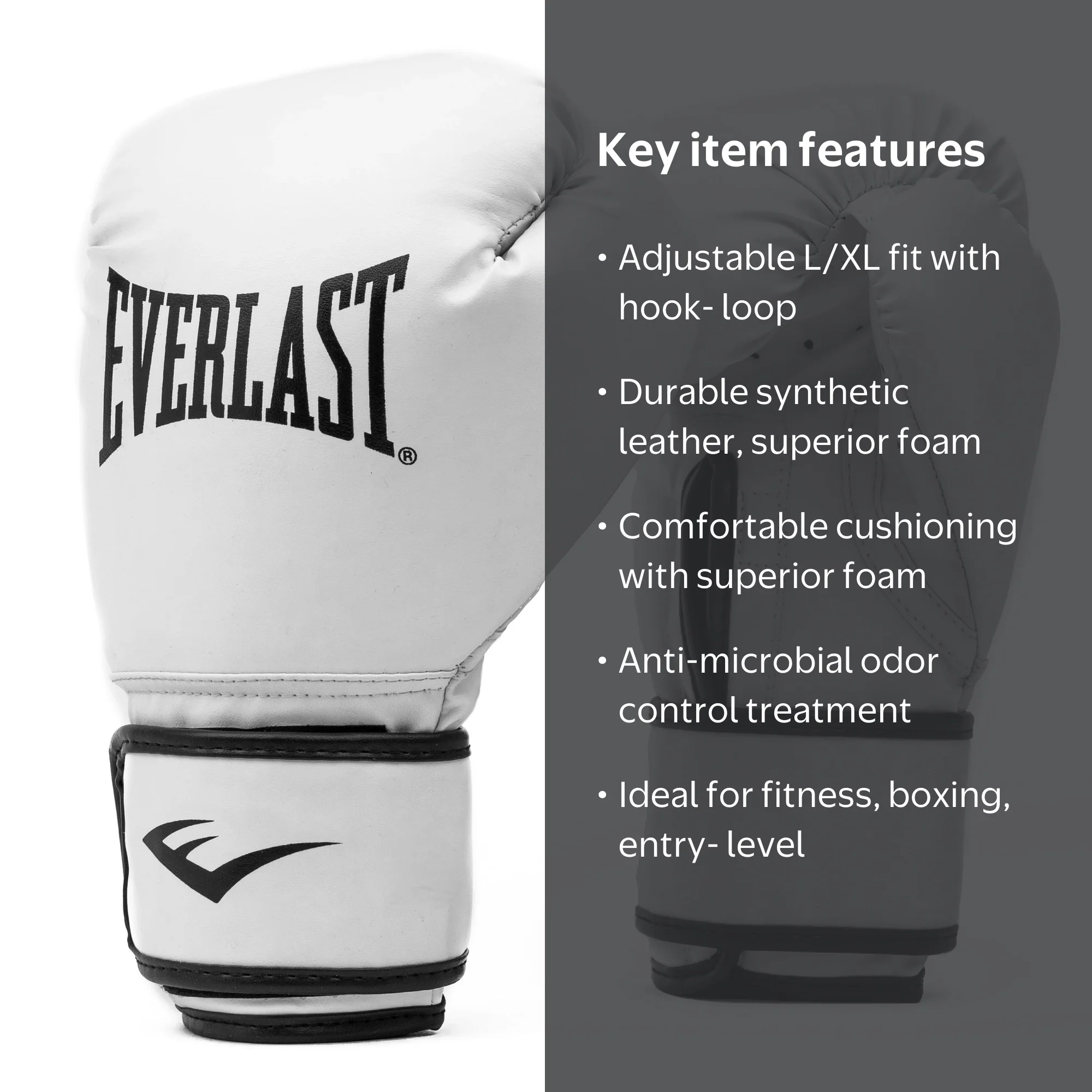 Everlast Synthetic Leather Core Training Gloves for Boxing, White