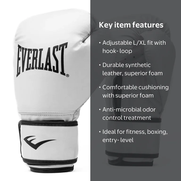 Everlast Synthetic Leather Core Training Gloves for Boxing, White