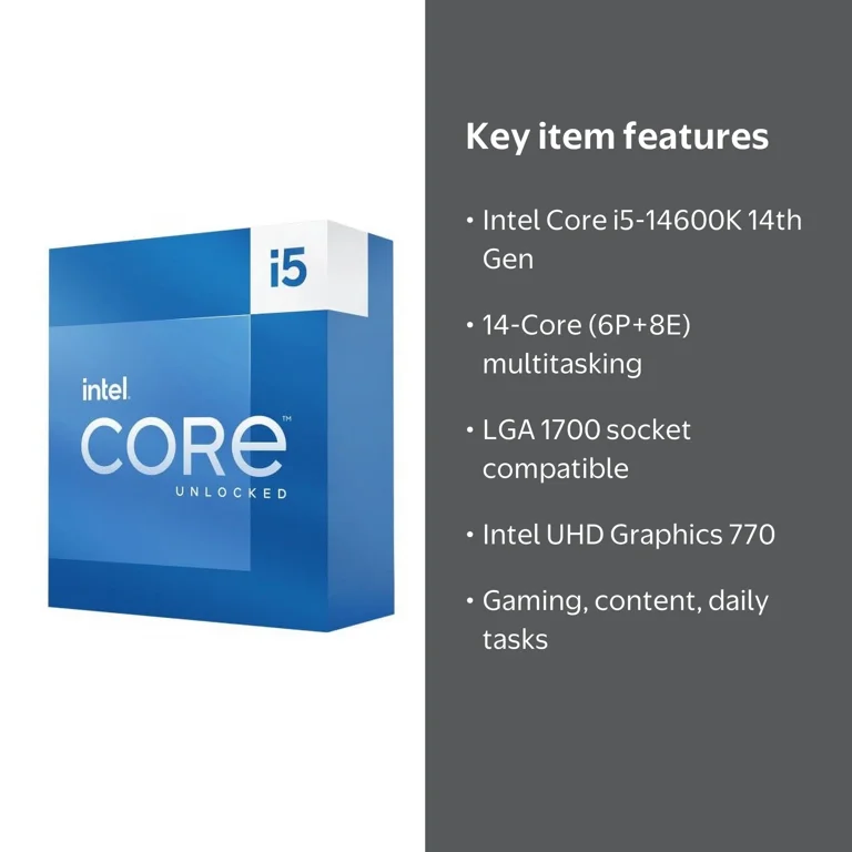 Intel, Core i5-14600K, 14-core 14th Gen Processor, LGA 1700 125W