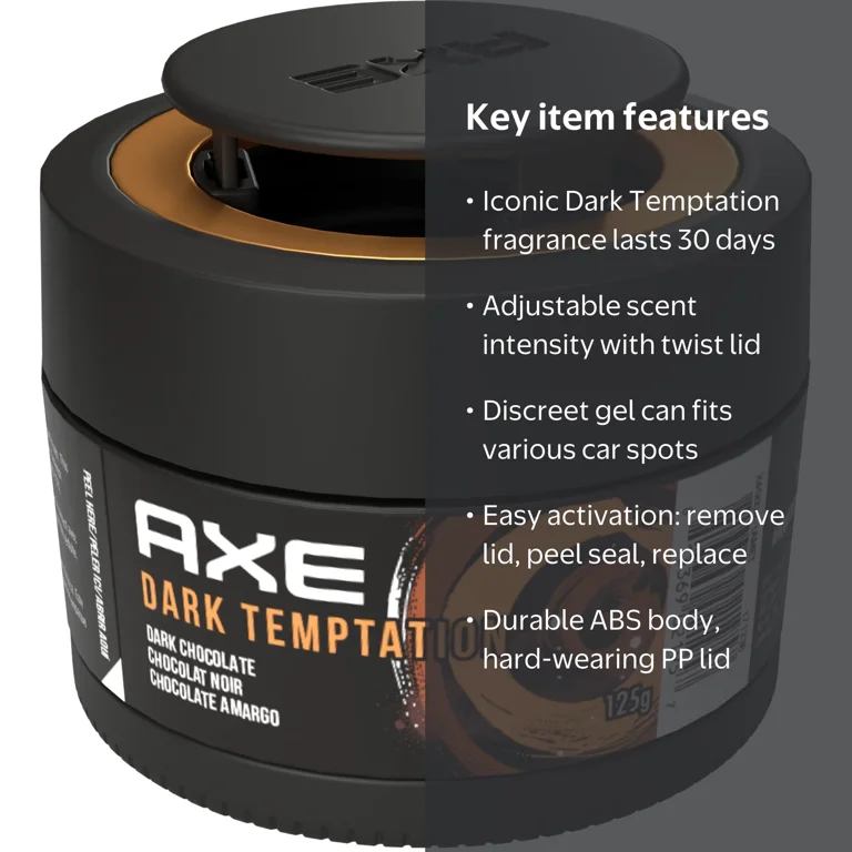 AXE Gel Can Car Air Freshener (Dark Temptation Scent, 1 Pack
