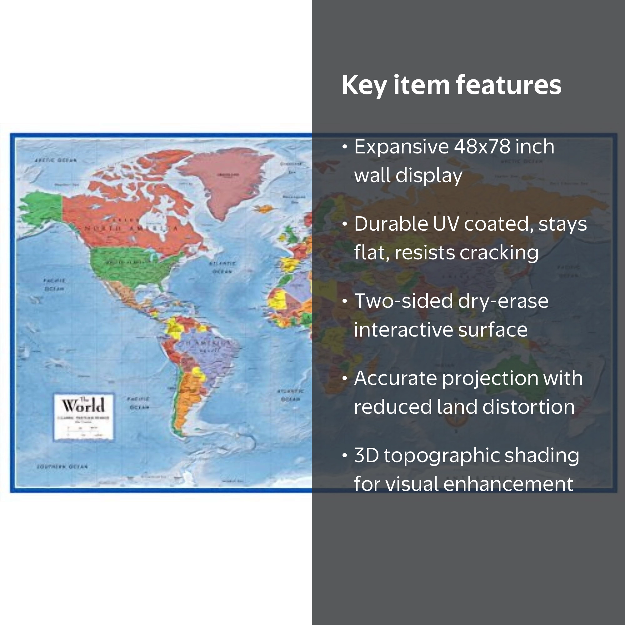 Swiftmaps, World Classic Premier Wall Map, 48 x 78 Laminated