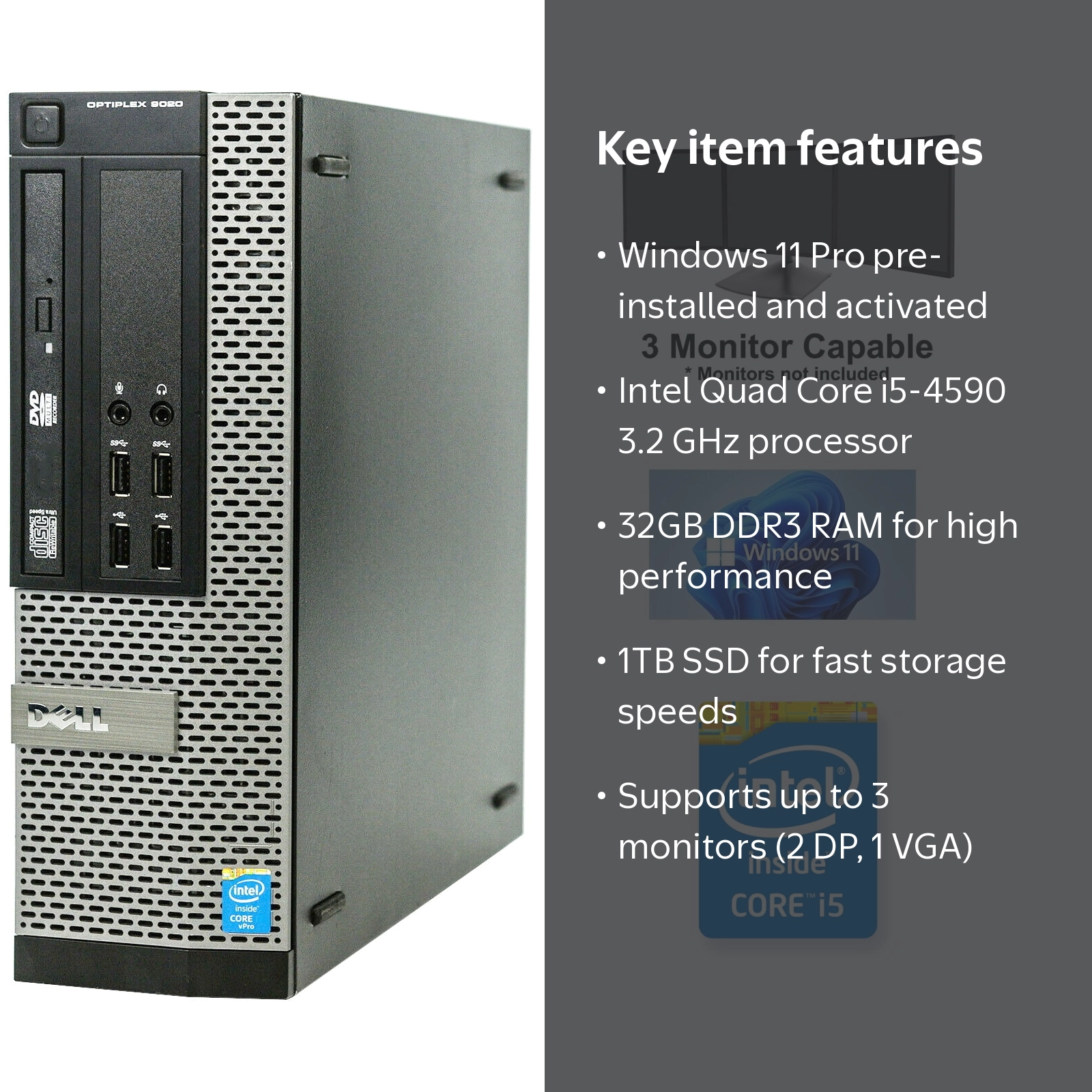 Restored Dell OptiPlex 9020 SFF Computer Desktop Intel Core i5