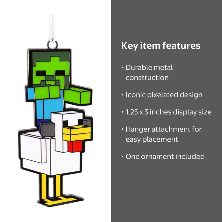 Hallmark Christmas Ornament (Minecraft Chicken Jockey, Metal), 1